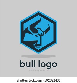 creative media bull logo concept for business company and organization