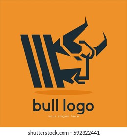 creative media bull logo concept for business company and organization