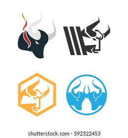 creative media bull logo concept for business company and organization