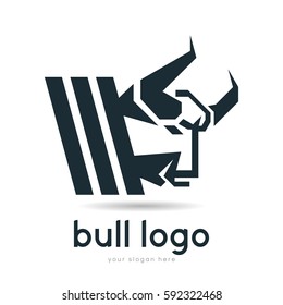 creative media bull logo concept for business company and organization