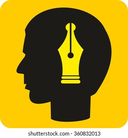 creative media concept in human mind vector icon