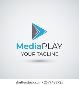 Creative media play logo icon design template
