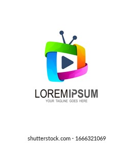 Creative media television logo design template