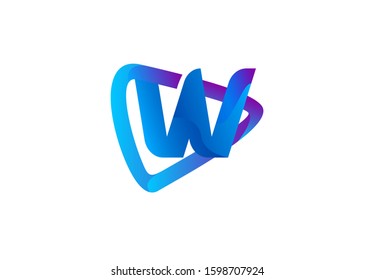 Creative Media Triangle Shapes Letter W Logo