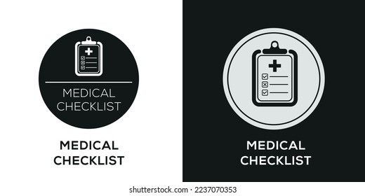 Icono creativo (lista de verificación médica), signo de vector.