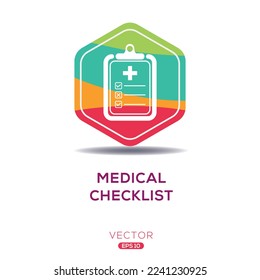 Icono creativo (lista de verificación médica), signo de vector.