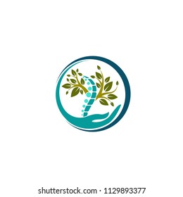 Creative Medical Chiropractic Concept Logo Design Template. Vector logo template. Human spine isolated silhouette illustration. Chiropractic, massage, back pain and osteopathy icon. 