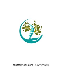 Creative Medical Chiropractic Concept Logo Design Template. Vector logo template. Human spine isolated silhouette illustration. Chiropractic, massage, back pain and osteopathy icon. 