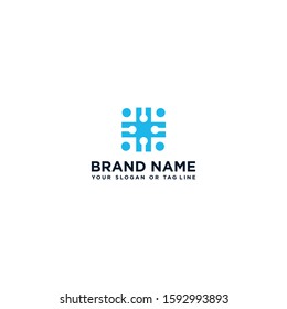Creative medical design logo plus template vector technology