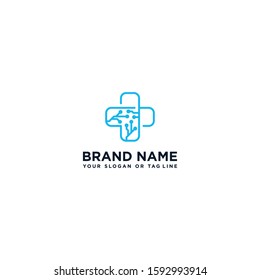 Creative medical design logo plus template vector technology