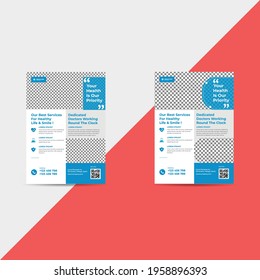 Creative Medical Flyer poster, vector template in A4 size, Stylish Medical Care template, brochure or flyer design with proper place holders for your content.