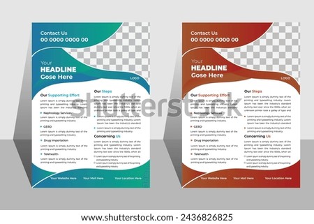 Creative Medical Flyer Template Design. A4 Flyer Design Template Design. Two Color Medical Flyer Template Design.