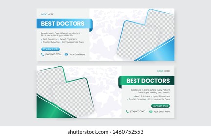 Creative medical health care social media facebook cover design template, social media marketing hospital ads promotion modern web banner for advertising doctor, clinic, pharmacy, treatment bundle set