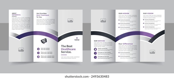 Creative medical health care trifold brochure design, Modern company or business trifold brochure template layout. Medical, health care Trifold brochure template design vector eps