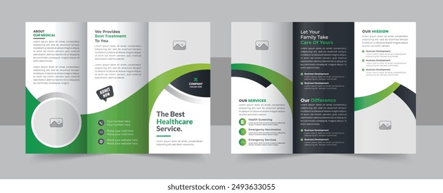 Creative medical health care trifold brochure design, Modern company or business trifold brochure template. Medical trifold brochure design template, Modern cover brochure flyer design template