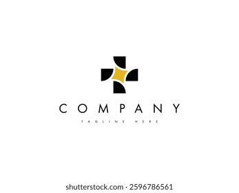 creative medical health cross plus with star logo design