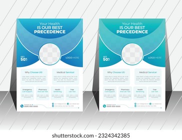 Creative medical healthcare a4 flyer poster template design Medical cover a4 template design, Healthcare brochure design, flyer, leaflets decoration for printing vector illustration.
