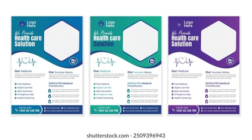 Projeto de panfleto de saúde médica criativa Modelo e cartaz médico design de folha de rosto em a4 arquivo vetor, Revista, Cartaz, Apresentação Corporativa, Portfólio, Panfleto,