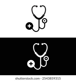 Creative Medical icon. Stethoscope.  Telemedicine. Editable Stroke. Isolated Vector Illustration.