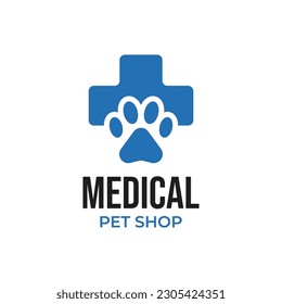 Diseño del logo de la tienda de mascotas de medicina creativa idea del concepto de vector