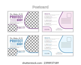 Creative medical postcard design template.