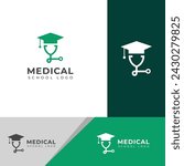 Creative Medical school logo design vector template.