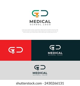Creative Medical school logo design vector template.