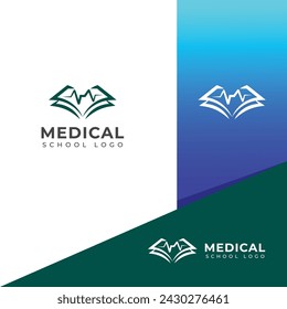 Plantilla de vector de diseño de logotipo de escuela de medicina creativa.