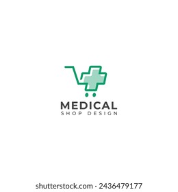Logo de vector de tienda médica creativa.