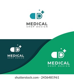 Logo de vector de tienda médica creativa.