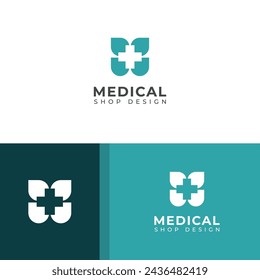 Creative medical shop vector logo.
