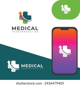 Creative medical transportation vector logo.