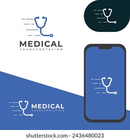Creative medical transportation vector logo. stethoscope logo.