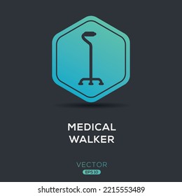 Creative (Medical Walker) Icon ,Vector Sign.