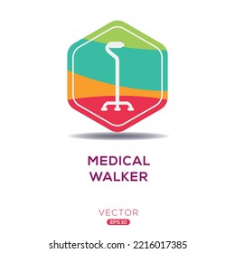 Creative (Medical Walker) Icon ,Vector Sign.