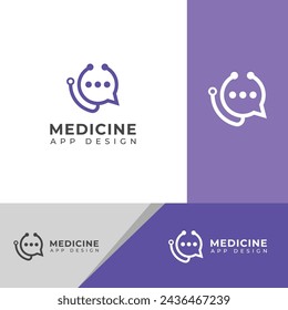 Creative medicine app logo. Craetive Healthcare medicine consult logo design template.