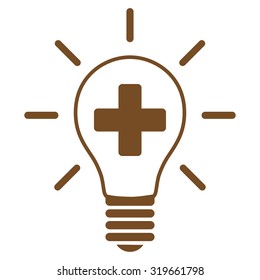 Creative Medicine Bulb vector icon. Style is flat symbol, brown color, rounded angles, white background.