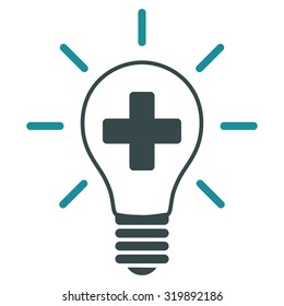 Creative Medicine Bulb vector icon. Style is bicolor flat symbol, soft blue colors, rounded angles, white background.
