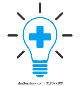Creative Medicine Bulb vector icon. Style is bicolor flat symbol, blue and gray colors, rounded angles, white background.