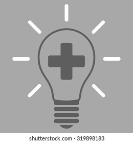 Creative Medicine Bulb vector icon. Style is bicolor flat symbol, dark gray and white colors, rounded angles, silver background.