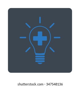 Creative Medicine Bulb vector icon. Style is flat rounded square button, smooth blue colors, white background.