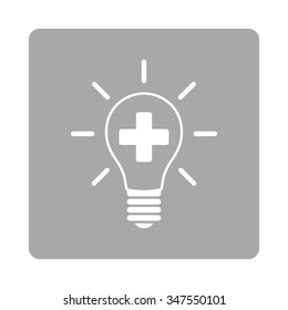 Creative Medicine Bulb vector icon. Style is flat rounded square button, white and silver colors, white background.