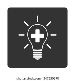 Creative Medicine Bulb vector icon. Style is flat rounded square button, white and gray colors, white background.