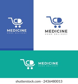 Creative medicine home delivery vector logo.