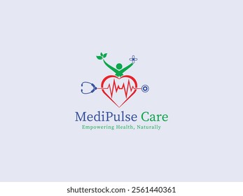 Creative MediPulse Care Logo Design with Heartbeat and Health Symbols   Nature Inspired Medical Branding