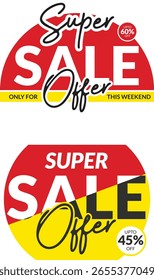Creative mega sale discount template set in red and yellow color