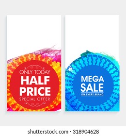 Criativa Mega Venda website banner definido com Half Price Offer em cada marca. 