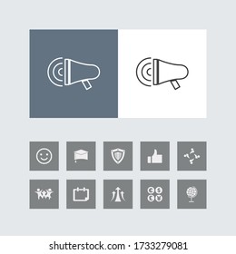 Icono de línea megáfono creativo con iconos bonitos. 
