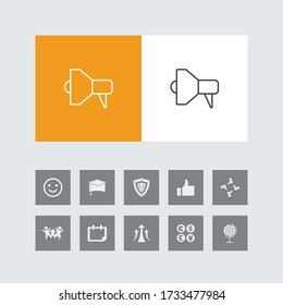 Icono de línea megáfono creativo con iconos bonitos. 