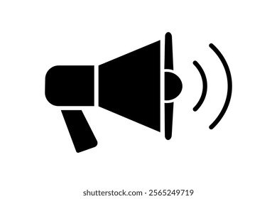 Creative megaphone symbol illustrating audio volume control for event marketing, megaphone speaker icon, loudspeaker communication symbol, public speaking megaphone, media announcement icon